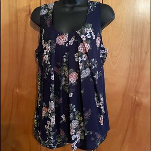 New York and Co  floral tank Navy size M